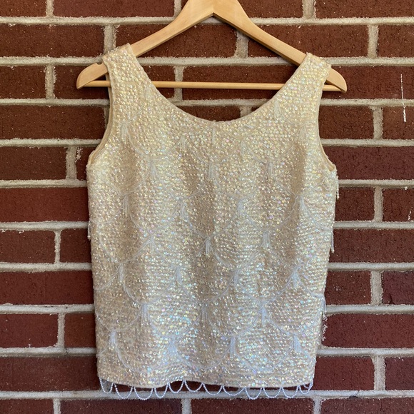 Cream Vintage Sequin Top - Picture 5 of 16